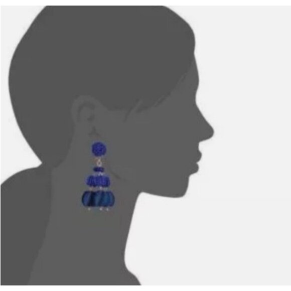 Lilly Pulitzer Copa Salsa Clip On Earrings Blue Goldtone Bead Dangle 2.5" NEW - Picture 3 of 6